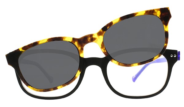 iGreen Plus-03 C02M Kids Eyeglasses Matt Black/Royal Blue Clip Polarized Havana