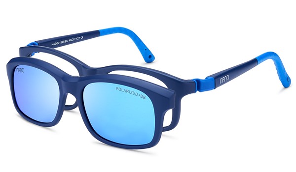 Nano Arcade Solar Clip Kids Eyeglasses Matte Blue/Blue 
