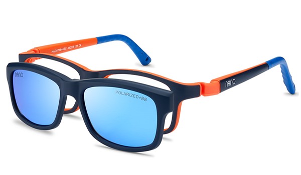 Nano Crew Solar Clip 3.0 Kids Eyeglasses Matte Navy/Orange 