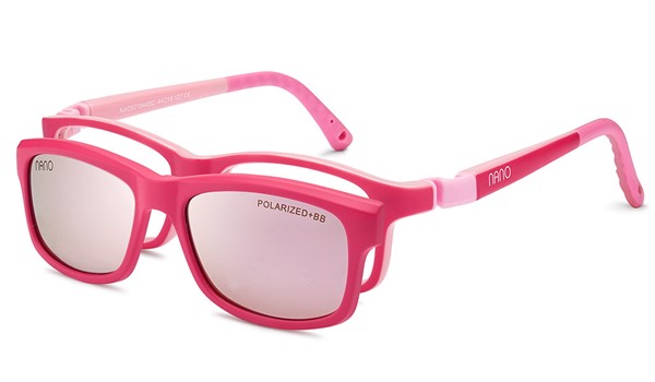 Nano Crew Solar Clip Kids Eyeglasses Matte Dark Pink/Pink 