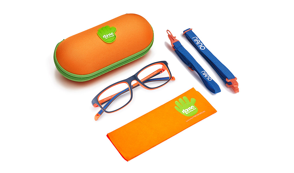 Nano Crew Sleek 3.0 Kids Eyeglasses Matte Navy/Orange - Optiwow