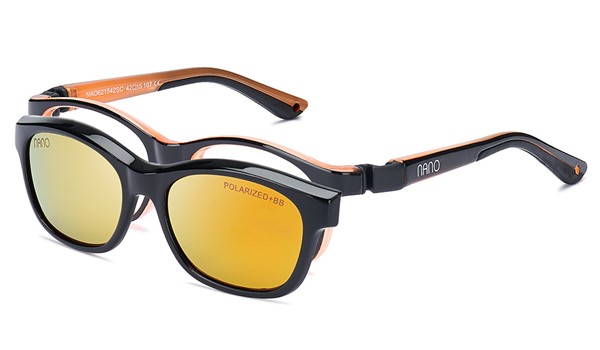 Nano Solar Clip Camper Kids Sunglasses Black/Transp Orange