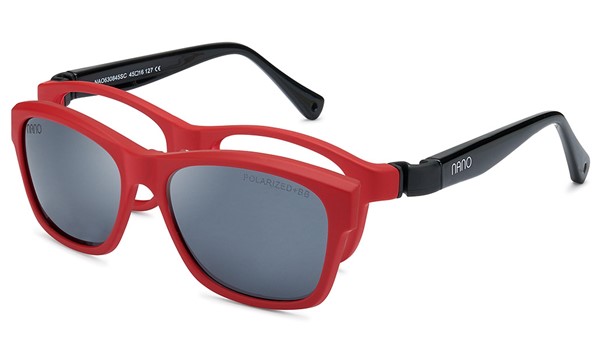Nano Solar Clip Gakai Kids Eyeglasses Matte Red/Black 