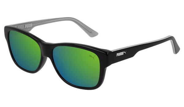 Puma Junior Kids Sunglasses PJ0004S-009 Black/Green Double Mirror Lens