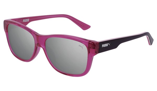 Puma Junior Kids Sunglasses PJ0004S-010 Fuchsia Black/Silver Mirror Lens