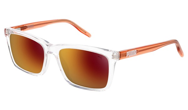 Puma Junior Kids Sunglasses PJ0040S-002 Crystal/Orange Red Lenses