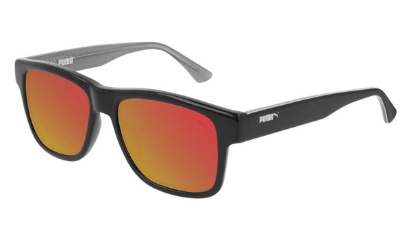 Puma Junior Kids Sunglasses PJ0001S-009 Black Red Mirror Lens