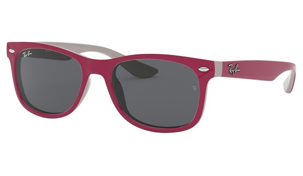 Ray-Ban Junior New Wayfarer RJ9052S Sunglasses Top Red Fuxia on Gray/Gray Lenses 177/87