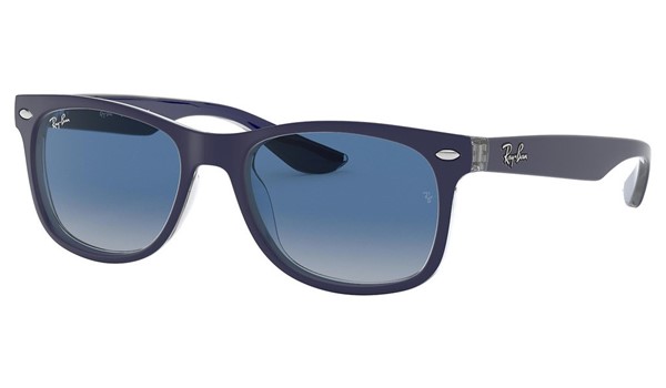 Ray-Ban Junior New Wayfarer RJ9052S Sunglasses Matte Blue on Transp/Grey Grad Blue Lenses 70234L