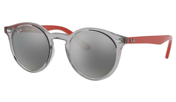 Ray-Ban Junior RJ9064S Kids Sunglasses Transparent Grey Grey Mirror Silver Lenses 70636G