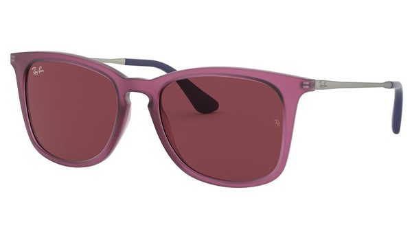 Ray-Ban Junior RJ9063S Kids Sunglasses Rubber Transparent Fuxia Dk Violet Lenses 705675