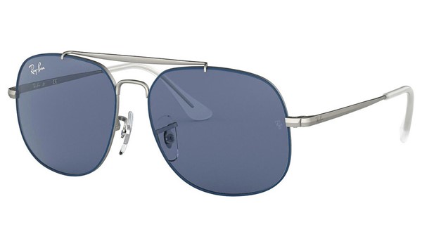 Ray-Ban Junior RJ9561S The General Kids Sunglasses Top Rubber Blue on Silver Dk Blue Lenses 280/80