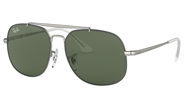 Ray-Ban Junior RJ9561S The General Kids Sunglasses Top Rubber Black on Silver Dk Green Lenses 277/71