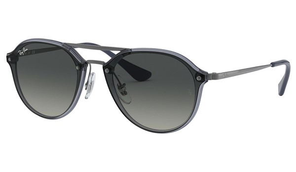 Ray-Ban Junior Blaze Doublebridge RJ9067SN Kids Sunglasses Transparent Blue Grey Gradient Dk Grey Lenses 705011