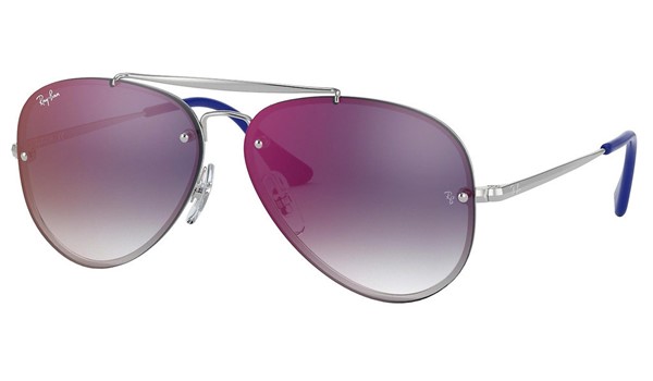 Ray-Ban Junior Aviator Blaze Wayfarer RJ9548SN Sunglasses Sliver Blue Mirror Red Lenses 212/X0