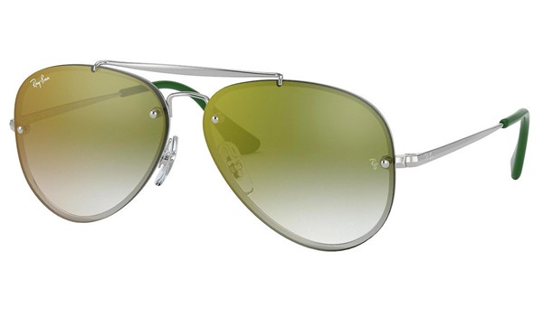 Ray-Ban Junior Aviator Blaze Wayfarer RJ9548SN Sunglasses Silver Green Mirror Red Lenses 212/W0