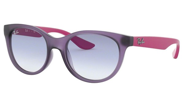 Ray-Ban Junior RJ9068S Kids Sunglasses Rubber Transp Violet Clear Gradient Light Blue Lenses 705719