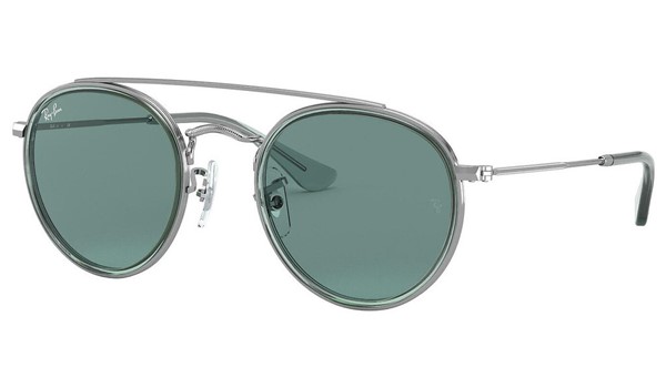 Ray-Ban Junior RJ9647S Kids Sunglasses Gunmetal/Light Blue Petrol Green Lenses 200/82