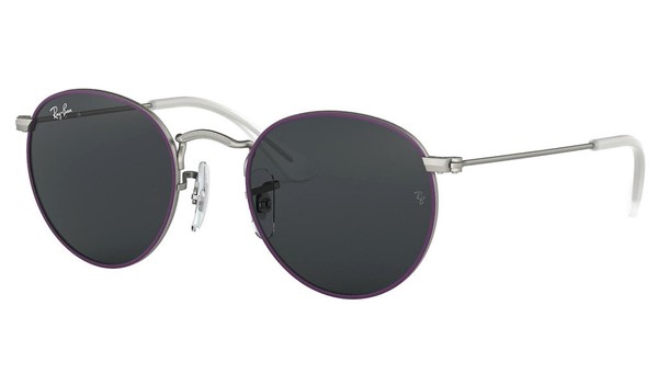 Ray-Ban Junior RJ9547S Kids Sunglasses Top Rubber Violet on Silver Dark Grey Lenses 279/87
