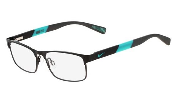 Nike 5574-018 Kids Eyeglasses Satin Black Hyper Jade