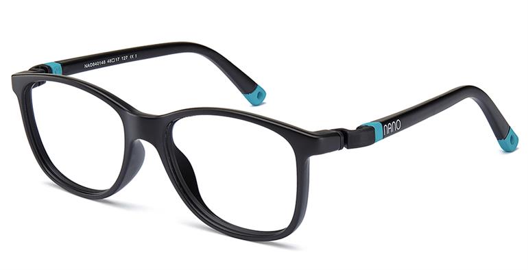 Nano Quest 3.0 Kids Eyeglasses Matte Black Turquoise Optiwow