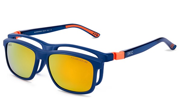 Nano Fanboy Solar Clip 3.0 Kids Eyeglasses Matte Navy/Orange