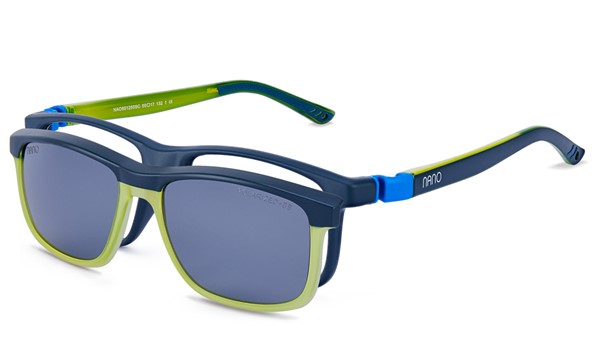 Nano Fanboy Solar Clip 3.0 Kids Eyeglasses Navy/Lime