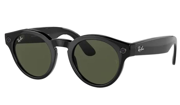 Ray-Ban Stories Round RW4003 601/71 Black Green Solid Color Sunglasses