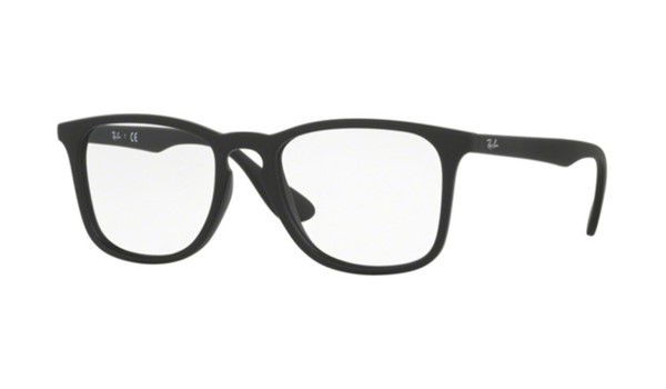  Ray-Ban RX7074 Square Prescription Eyeglass Frames, Rubber  Black/Demo Lens, 50 mm : Clothing, Shoes & Jewelry