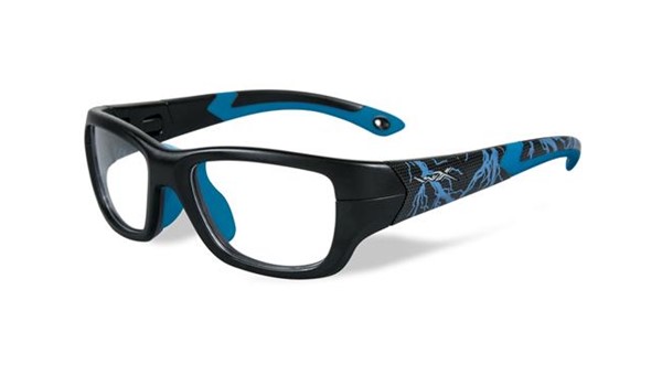 Wiley X Youth Force WX Flash YFFLA04 Kids Sports Glasses Matte Black/Electric Blue