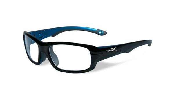 Wiley X Youth Force WX Gamer YFGAM02 Kids Sports Glasses Gloss Black/Metallic Blue