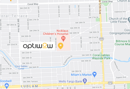 Optiwow on a map Is located Inside Nicklaus Children's Hospital at 3200 SW 60th Court Suite 103 Miami Florida 33155