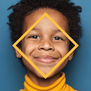 Boy with diamond like face shape