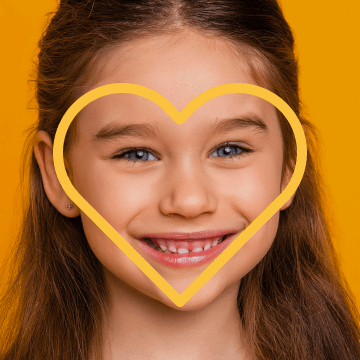 Girl with a heart like face shape