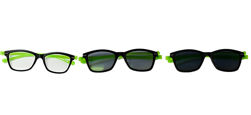 Igreen black and lime kids glasses with transition lenses